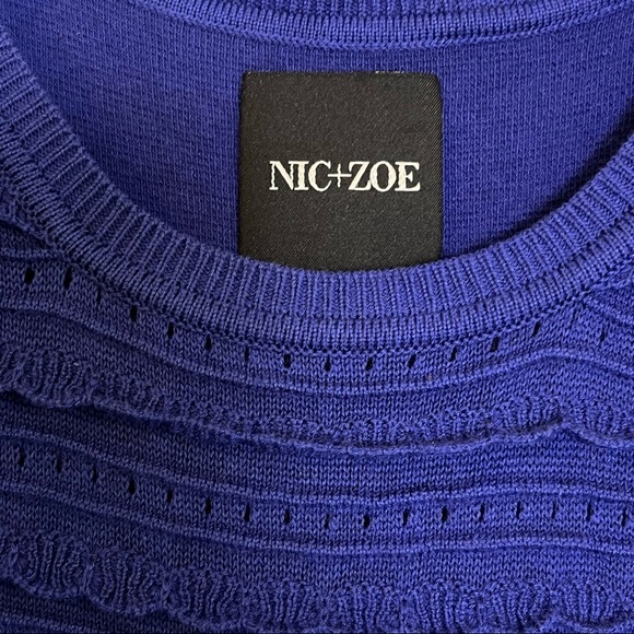 Nic+Zoe Women’s Blue Crew-Neck Sleeveless Scalloped Sheath Dress Size L NWT - Picture 6 of 8